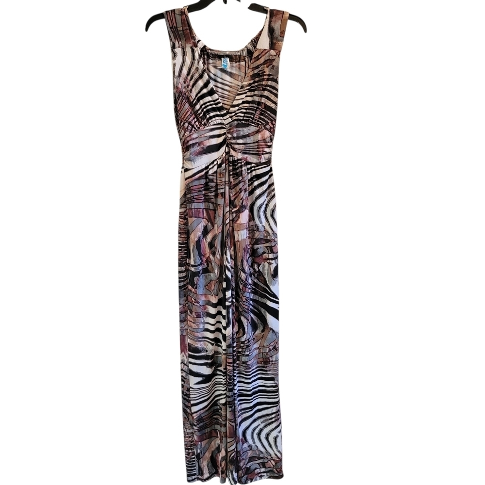 Vintage Y2K Azules Black Brown Zebra Print Maxi Dress